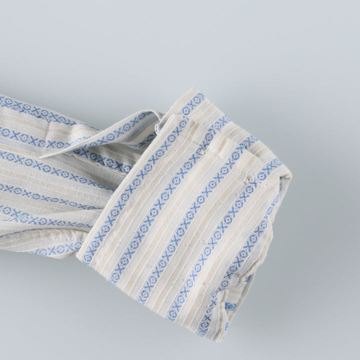 Long-sleeved striped shirt, men's size L (approx.) unclear Blue type light blue Vintage Second Hand