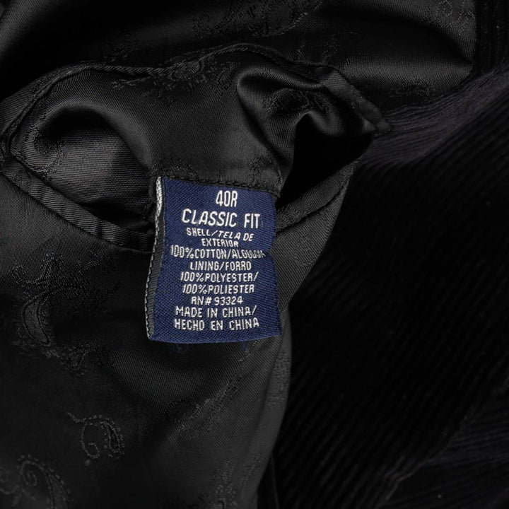 STAFFORD CLASSIC FIT Corduroy Tailored Jacket (Men's Size L) cotton black type Vintage Second Hand
