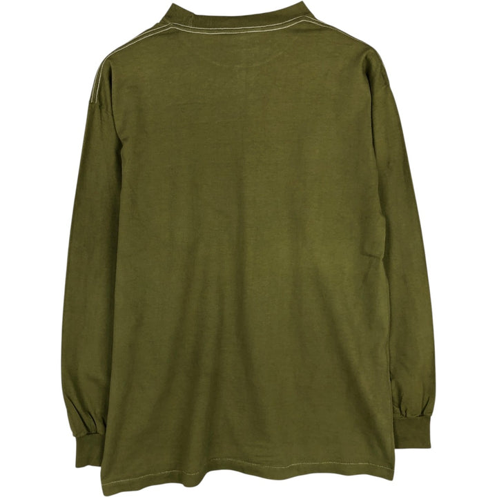 90'S Anvil Plain Long-Sleeve T-Shirt, Made in USA, Men's XL equivalent, Crew Neck. cotton green type yellow green Vintage Second Hand