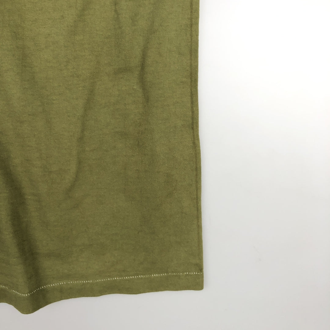 90'S Anvil Plain Long-Sleeve T-Shirt, Made in USA, Men's XL equivalent, Crew Neck. cotton green type yellow green Vintage Second Hand