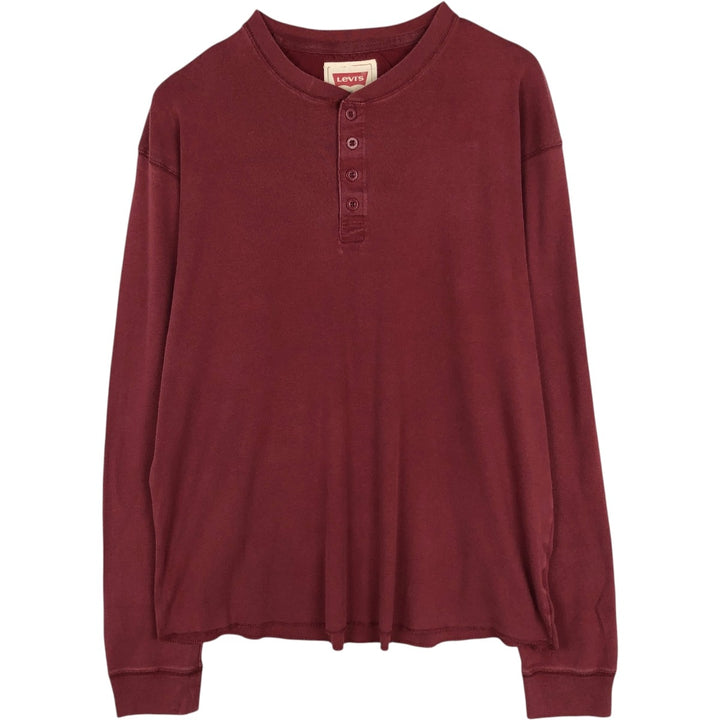 Levi's Long-Sleeve T-Shirt, Men's Size XL (equivalent), Henley Neck cotton red type reddish brown Vintage Second Hand