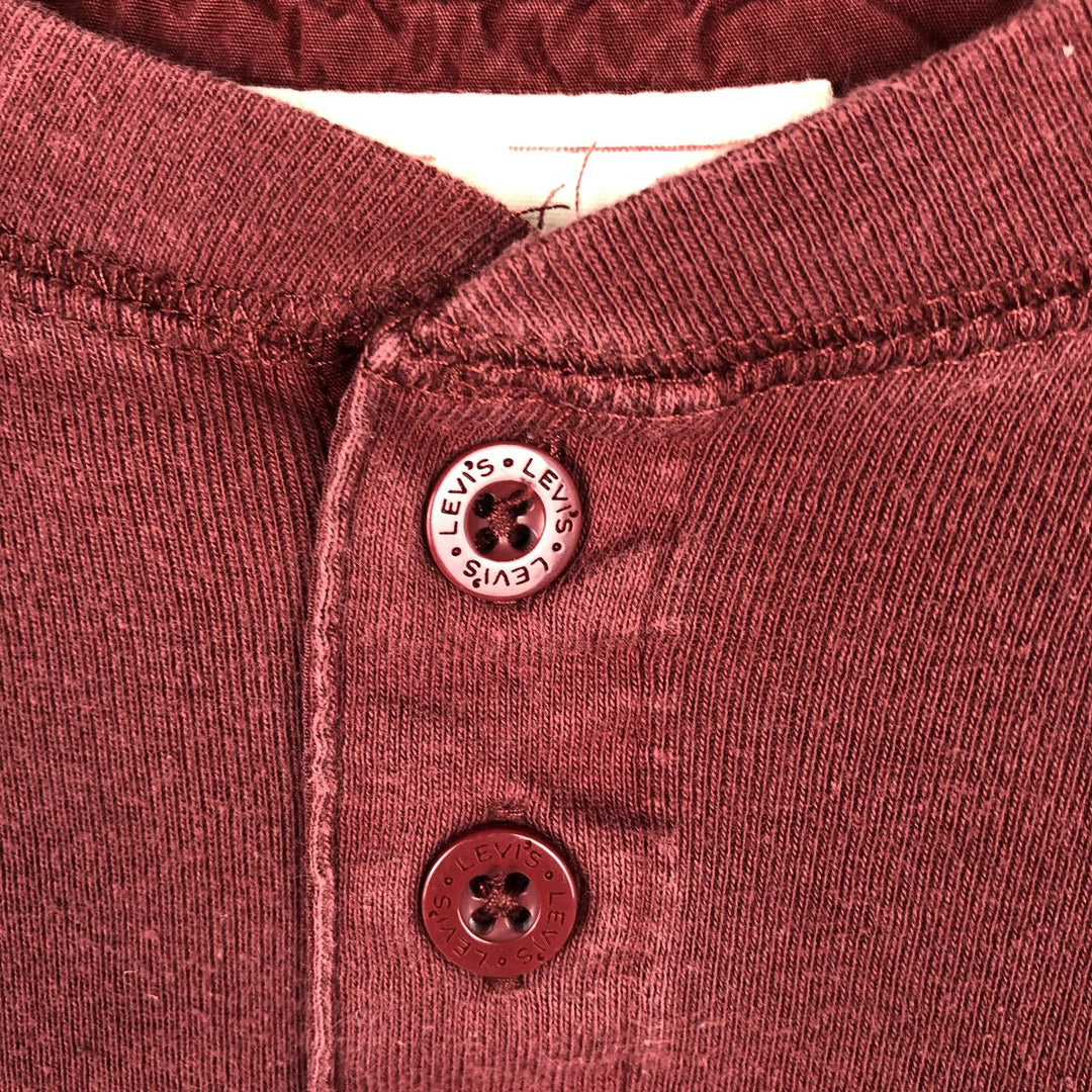 Levi's Long-Sleeve T-Shirt, Men's Size XL (equivalent), Henley Neck cotton red type reddish brown Vintage Second Hand