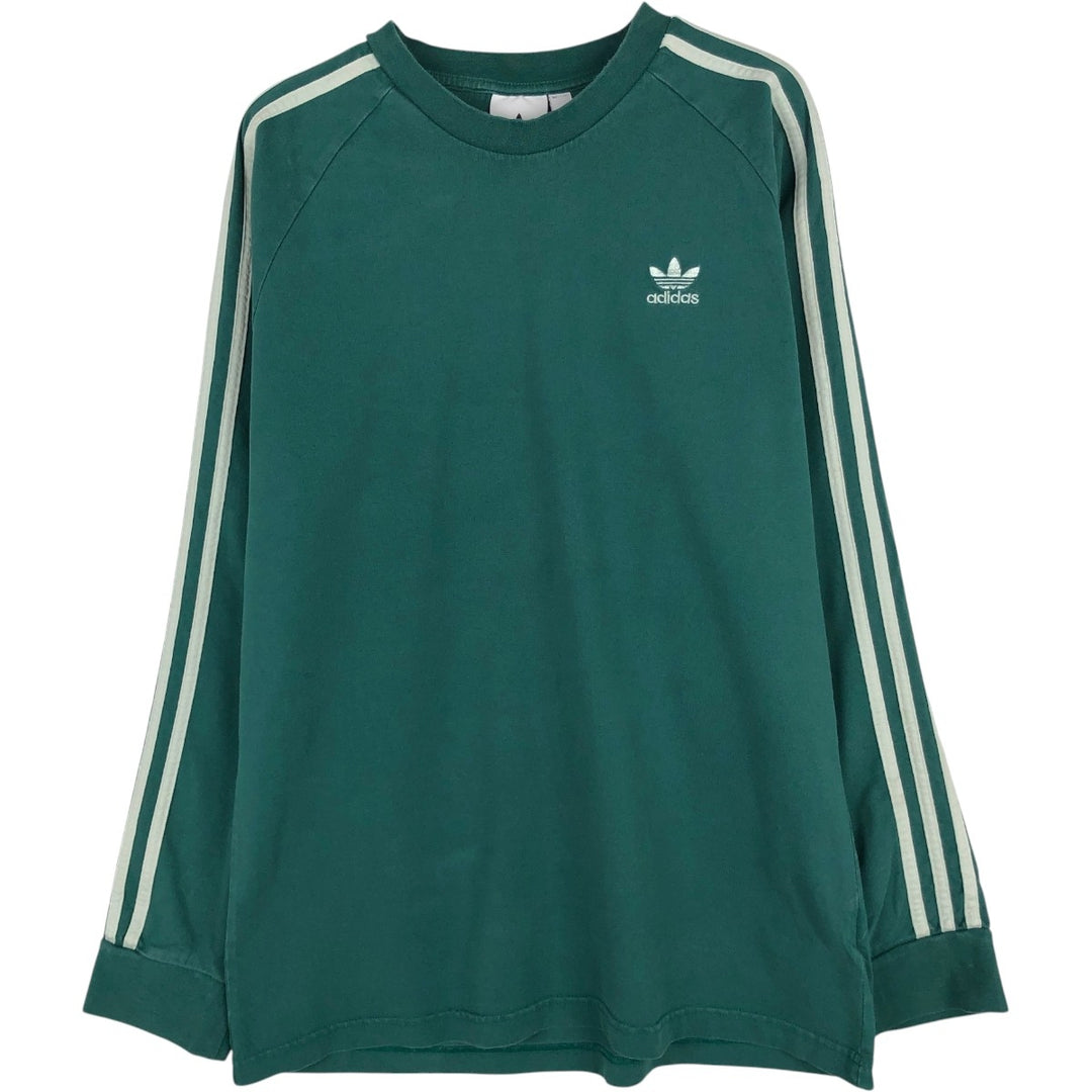 Adidas long-sleeved T-shirt, men's size L (equivalent), crew neck. unclear green type Vintage Second Hand