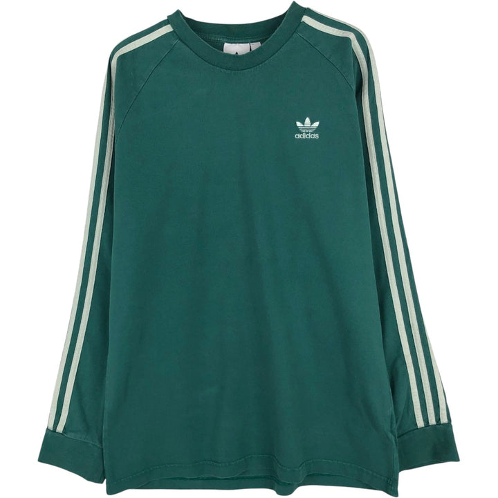 Adidas long-sleeved T-shirt, men's size L (equivalent), crew neck. unclear green type Vintage Second Hand