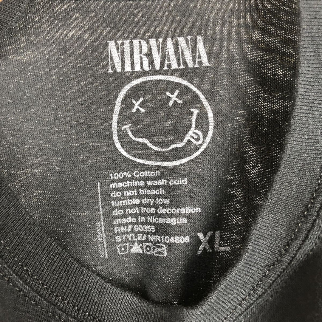 NIRVANA Long-Sleeve Band T-Shirt, Men's Size XL (Equivalent), Crew Neck cotton black type Vintage Second Hand