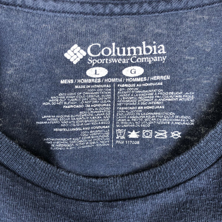 Columbia long-sleeved T-shirt, size L, men's cotton navy blue type Vintage Second Hand