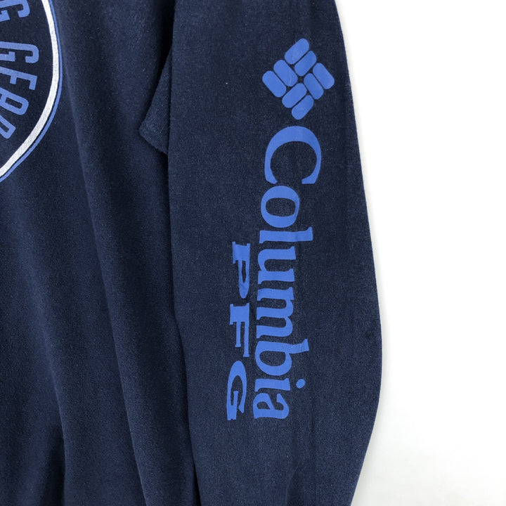 Columbia long-sleeved T-shirt, size L, men's cotton navy blue type Vintage Second Hand