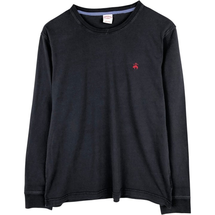 Brooks Brothers 1818 Long-Sleeve T-Shirt, Men's XL (equivalent), Crew Neck. cotton navy blue type Vintage Second Hand