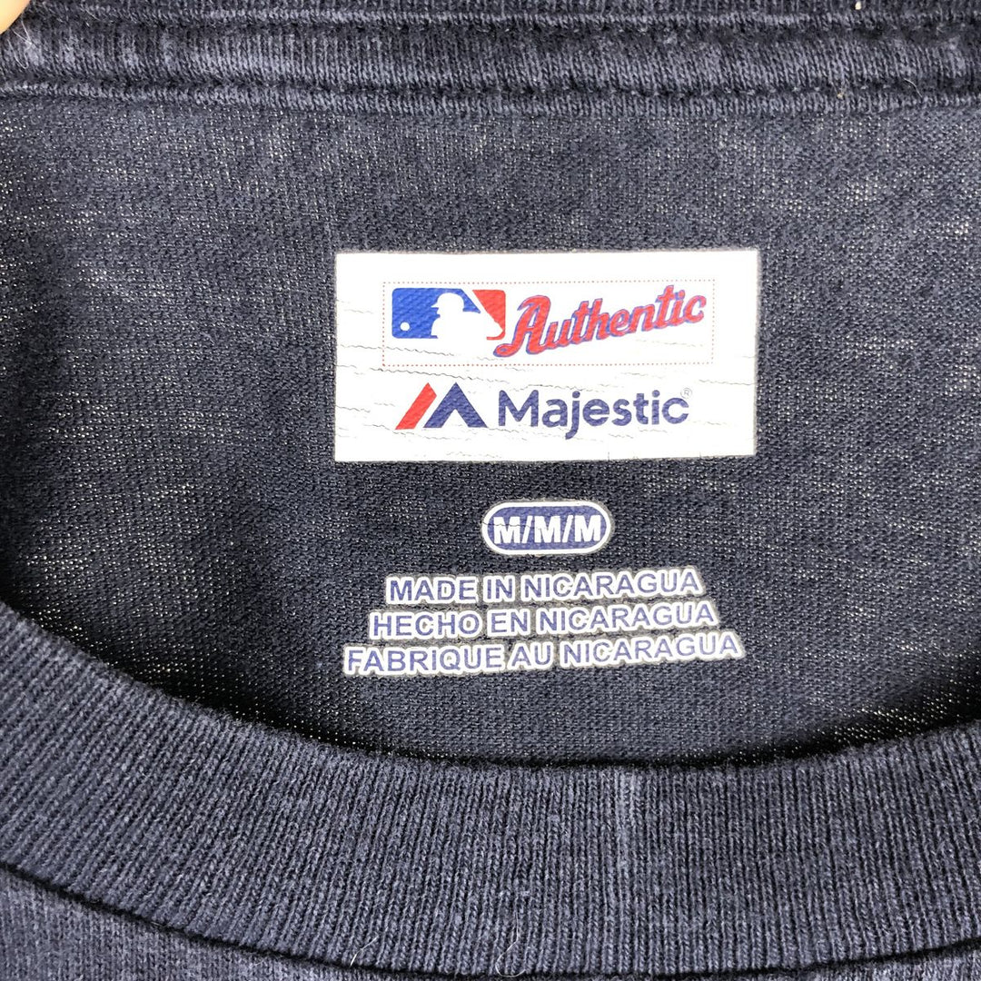 Majestic MLB New York Yankees Long-Sleeve T-Shirt (Men's Size M) cotton navy blue type Vintage Second Hand