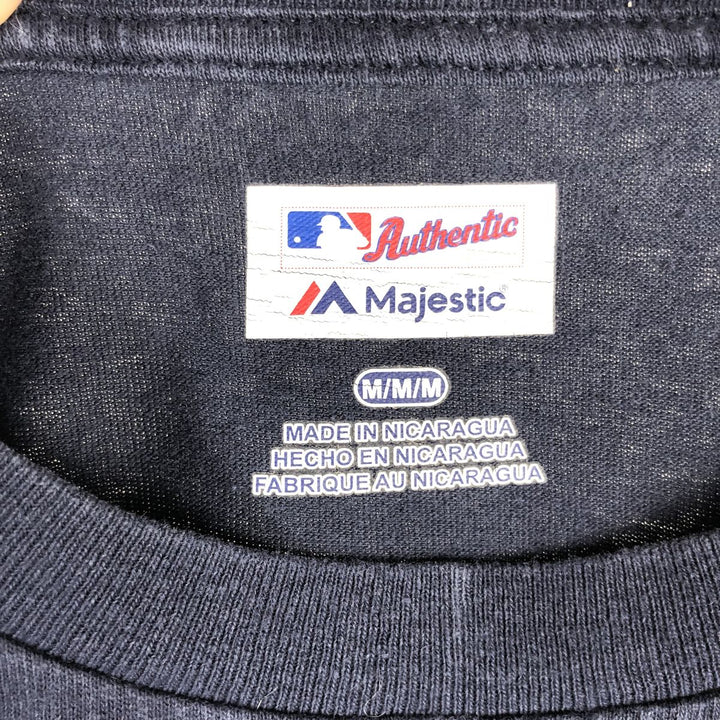 Majestic MLB New York Yankees Long-Sleeve T-Shirt (Men's Size M) cotton navy blue type Vintage Second Hand