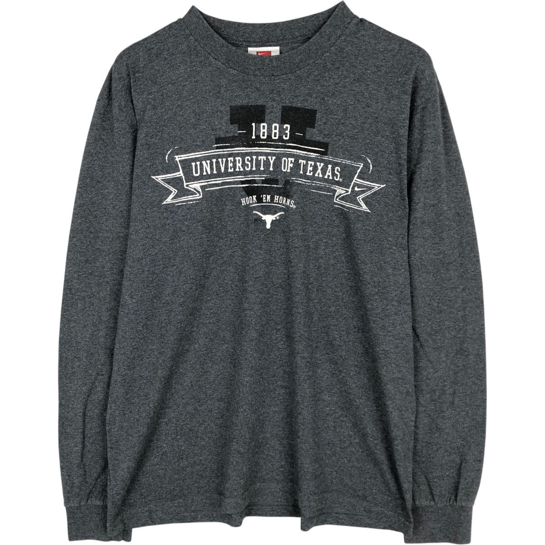 Nike TEAM University of Texas Long-Sleeve T-Shirt (Men's Size M) cotton Charcoal Vintage Second Hand