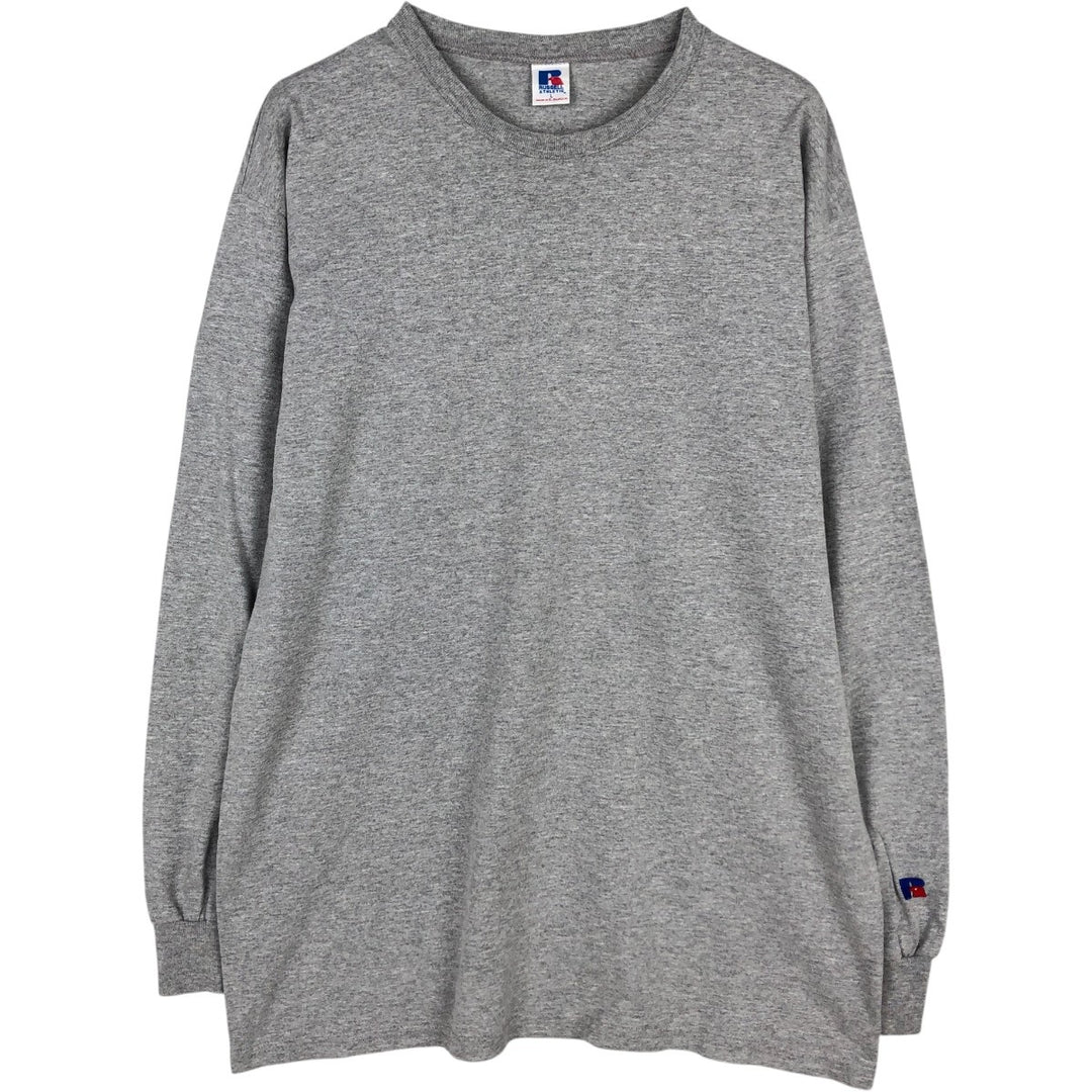 90'S Russell Long-Sleeve T-Shirt, Men's Size L (Equivalent), Vintage cotton gray type Vintage Second Hand