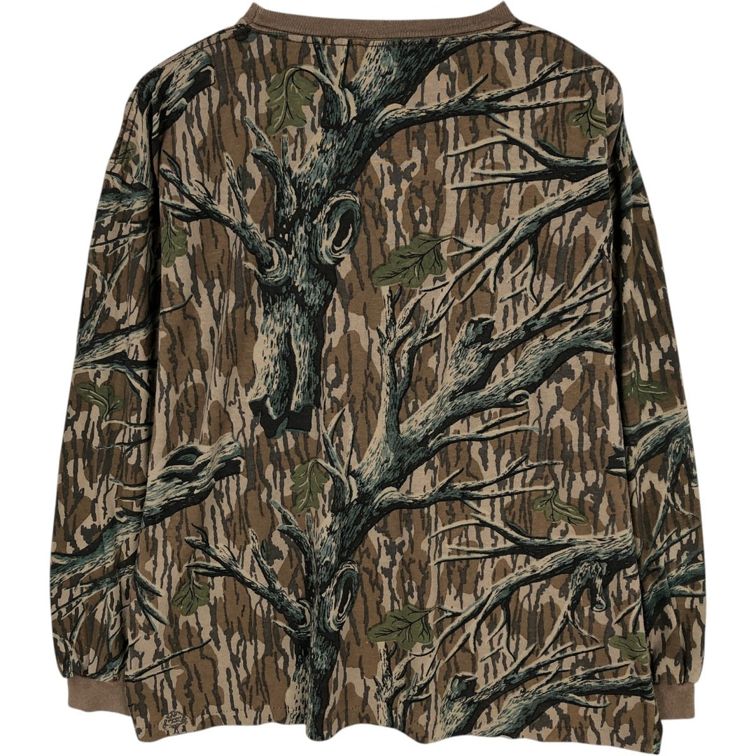 ACE SPORTSWEAR Camouflage Pattern Long-Sleeve T-Shirt, Made in USA, Men's Size XL (approx.) cotton brown type Vintage Second Hand