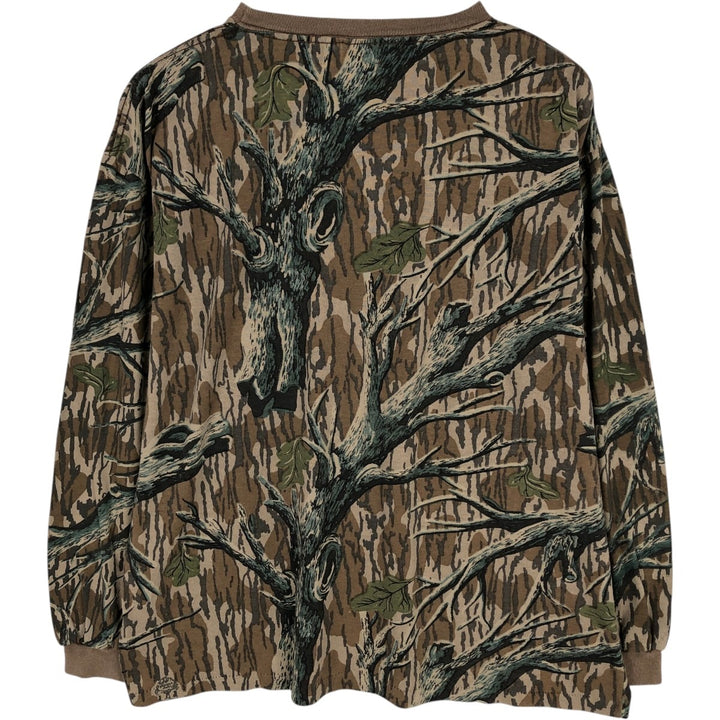 ACE SPORTSWEAR Camouflage Pattern Long-Sleeve T-Shirt, Made in USA, Men's Size XL (approx.) cotton brown type Vintage Second Hand