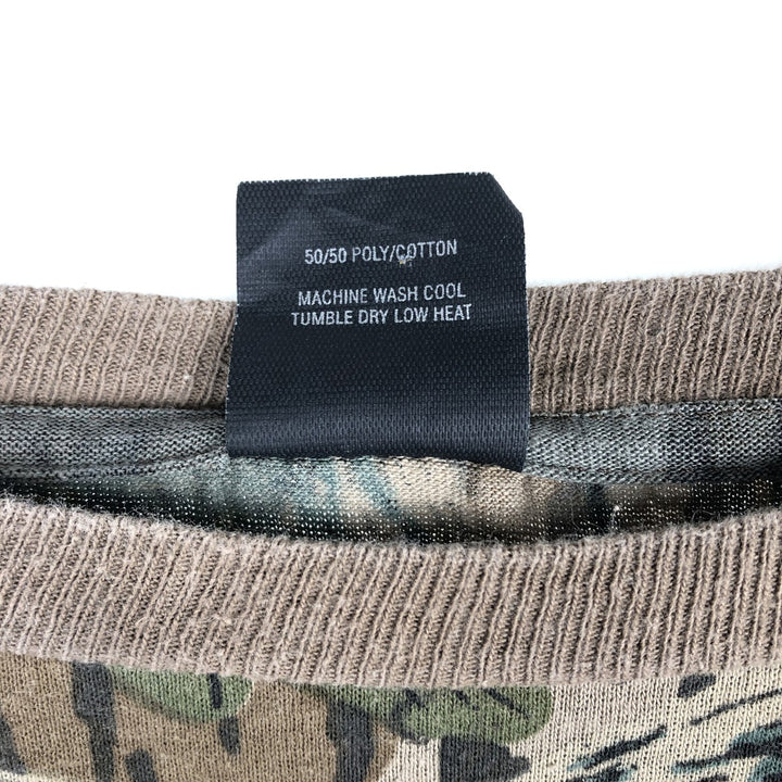 ACE SPORTSWEAR Camouflage Pattern Long-Sleeve T-Shirt, Made in USA, Men's Size XL (approx.) cotton brown type Vintage Second Hand