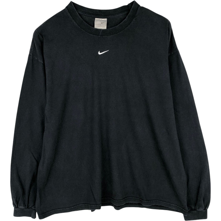 2000'S Nike Center Logo Long-Sleeve T-Shirt (Men's XL equivalent) cotton black type Vintage Second Hand