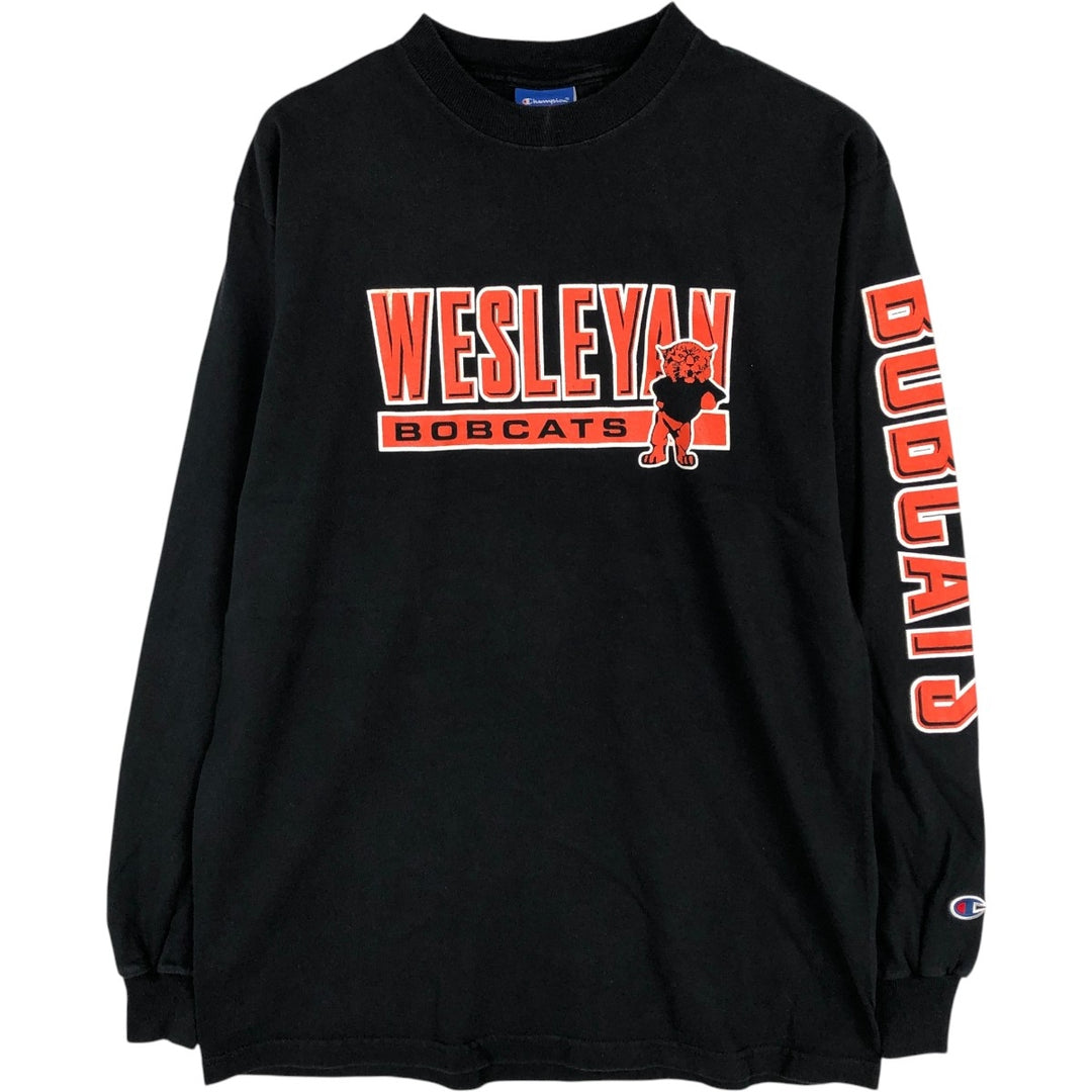 2000'S Champion Authentic Athletic Apparel Long-Sleeve T-Shirt (Men's Size M) cotton black type Vintage Second Hand