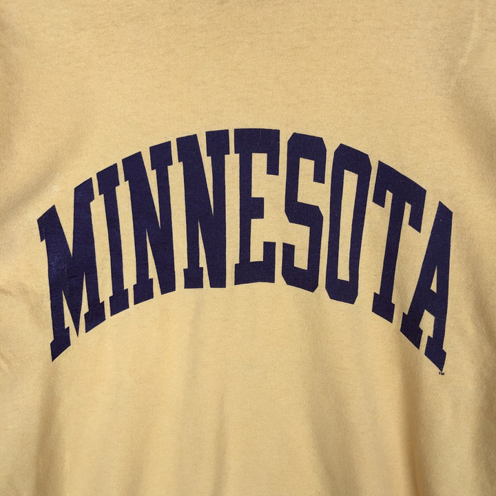 ~2000'S Champion AUTHENTIC ATHLETIC APPAREL MINNESOTA University of Minnesota College Long-Sleeve T-Shirt (Men's Size M) cotton lemon yellow Vintage Second Hand