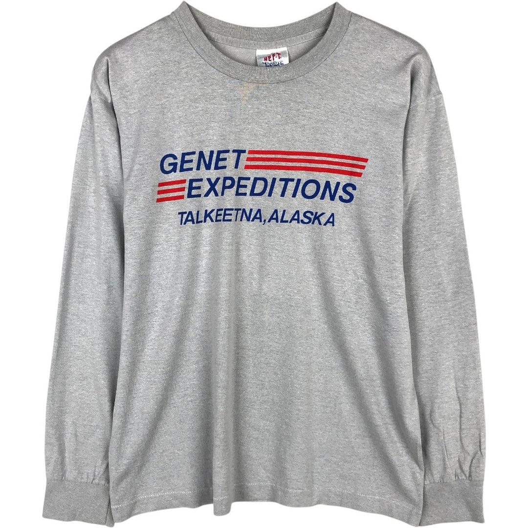Tee Jays GENET EXPEDITIONS Advertising Long-Sleeve T-Shirt, Made in USA, Men's Size L (approx.) polyester gray type Vintage Second Hand