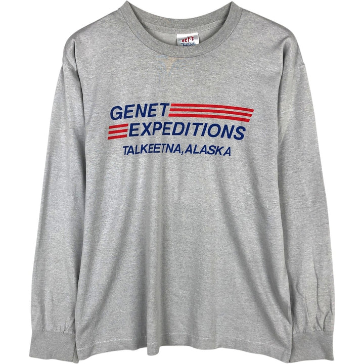 Tee Jays GENET EXPEDITIONS Advertising Long-Sleeve T-Shirt, Made in USA, Men's Size L (approx.) polyester gray type Vintage Second Hand