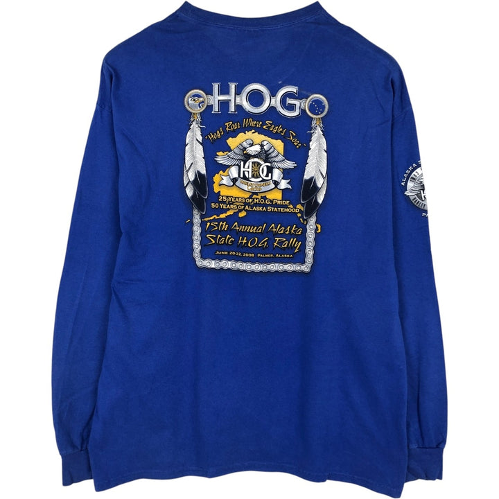 90'S Hanes Heavyweight Eagle Pattern Long-Sleeve T-Shirt, Men's XL (approx.), Vintage cotton blue type Vintage Second Hand