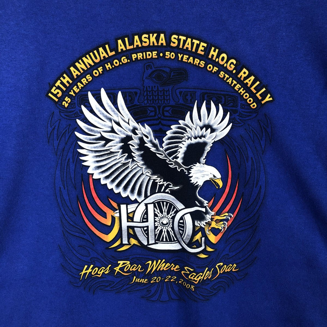 90'S Hanes Heavyweight Eagle Pattern Long-Sleeve T-Shirt, Men's XL (approx.), Vintage cotton blue type Vintage Second Hand