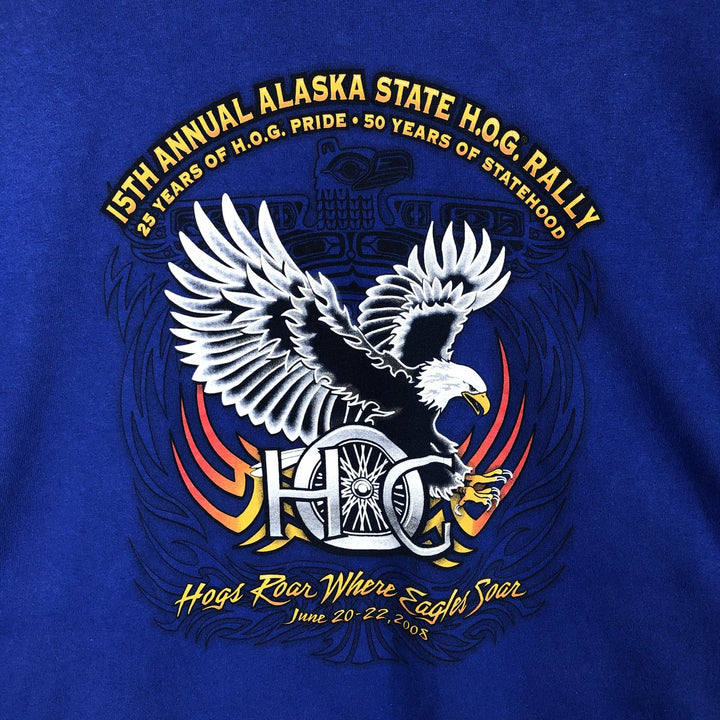 90'S Hanes Heavyweight Eagle Pattern Long-Sleeve T-Shirt, Men's XL (approx.), Vintage cotton blue type Vintage Second Hand