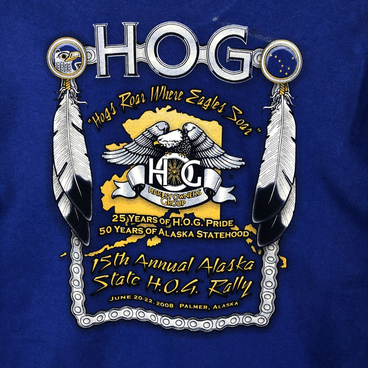 90'S Hanes Heavyweight Eagle Pattern Long-Sleeve T-Shirt, Men's XL (approx.), Vintage cotton blue type Vintage Second Hand