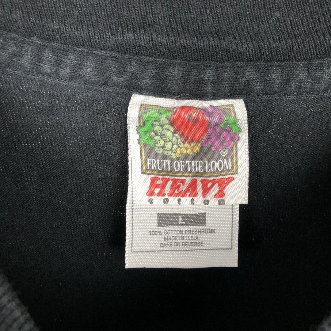 90'S Fruit of the Loom Animal Pattern Long-Sleeve T-Shirt, Made in USA, Men's Size L (Equivalent), Vintage cotton black type Vintage Second Hand