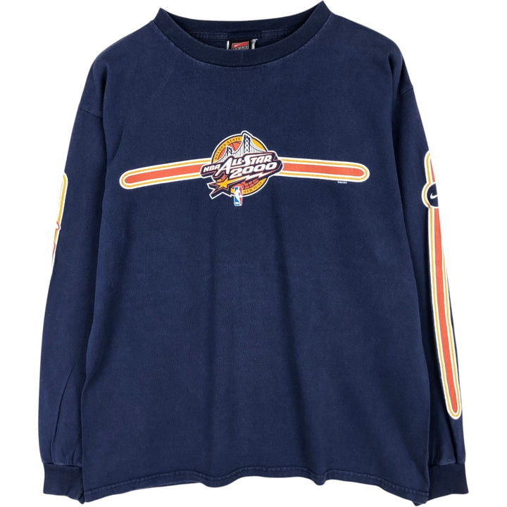 2000'S Nike TEAM NBA All-Star Game Long-Sleeve T-Shirt (Men's Size M) cotton navy blue type Vintage Second Hand
