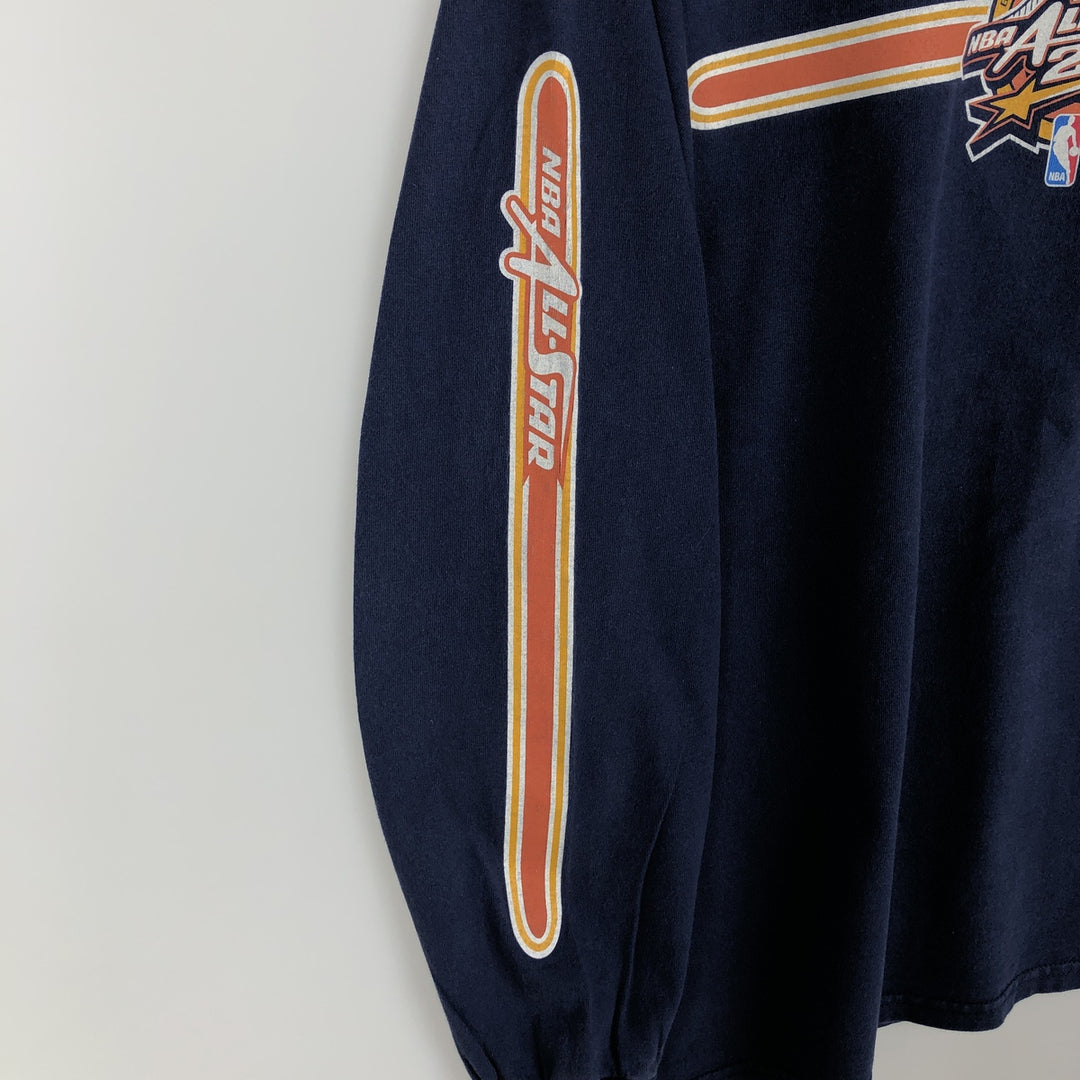 2000'S Nike TEAM NBA All-Star Game Long-Sleeve T-Shirt (Men's Size M) cotton navy blue type Vintage Second Hand
