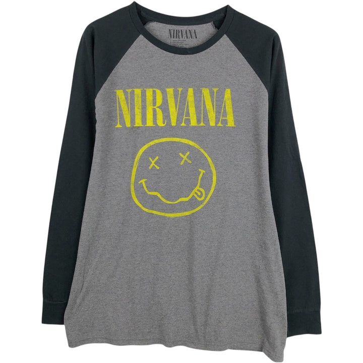 NIRVANA Long-Sleeve Band T-Shirt (Men's XL equivalent) cotton Charcoal Vintage Second Hand
