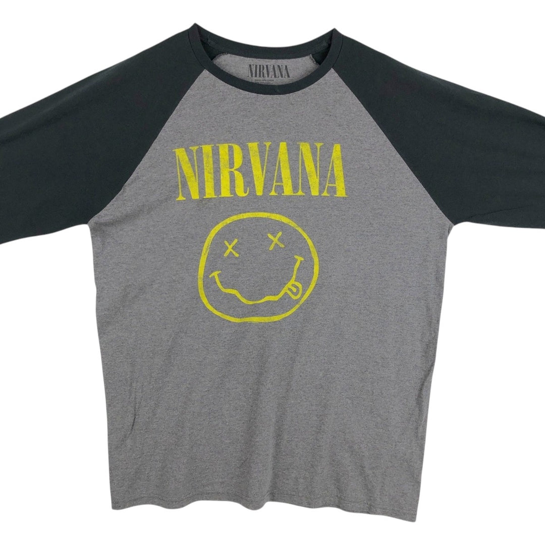 NIRVANA Long-Sleeve Band T-Shirt (Men's XL equivalent) cotton Charcoal Vintage Second Hand