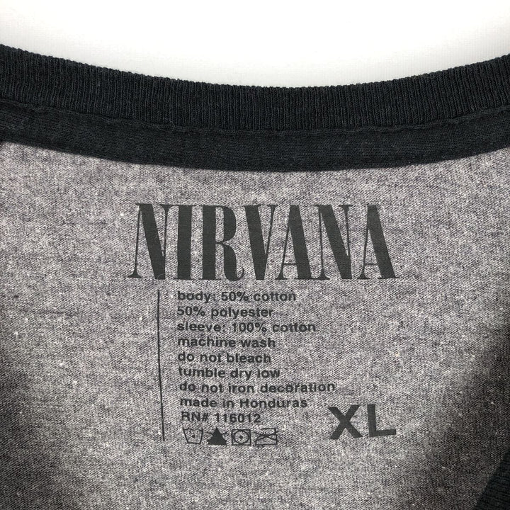 NIRVANA Long-Sleeve Band T-Shirt (Men's XL equivalent) cotton Charcoal Vintage Second Hand