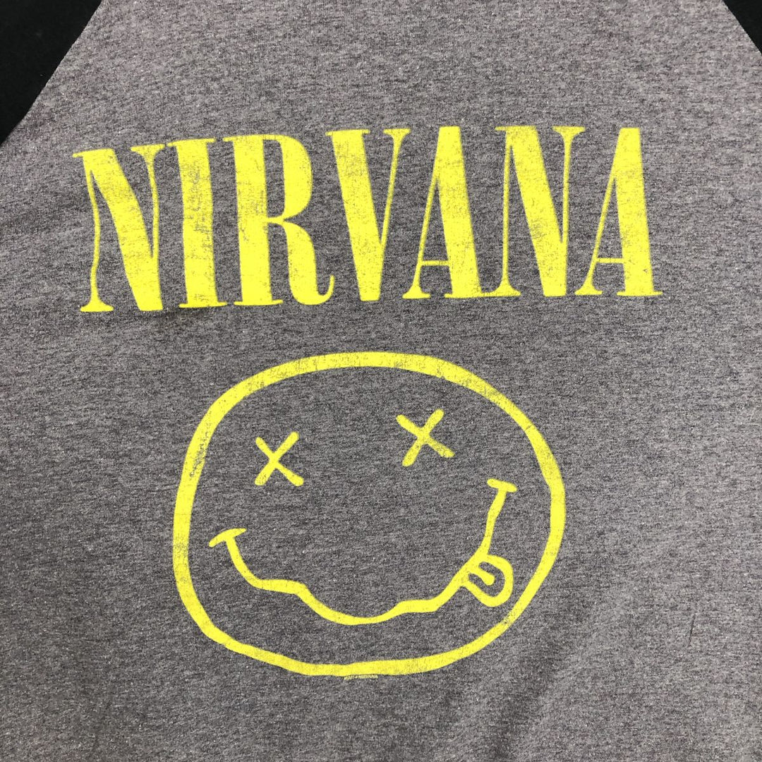 NIRVANA Long-Sleeve Band T-Shirt (Men's XL equivalent) cotton Charcoal Vintage Second Hand