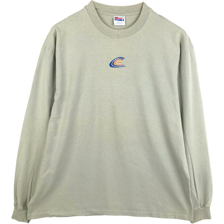 Hanes BEEFY-T Long-Sleeve T-Shirt (Men's XL equivalent) cotton Khaki type sage green Vintage Second Hand