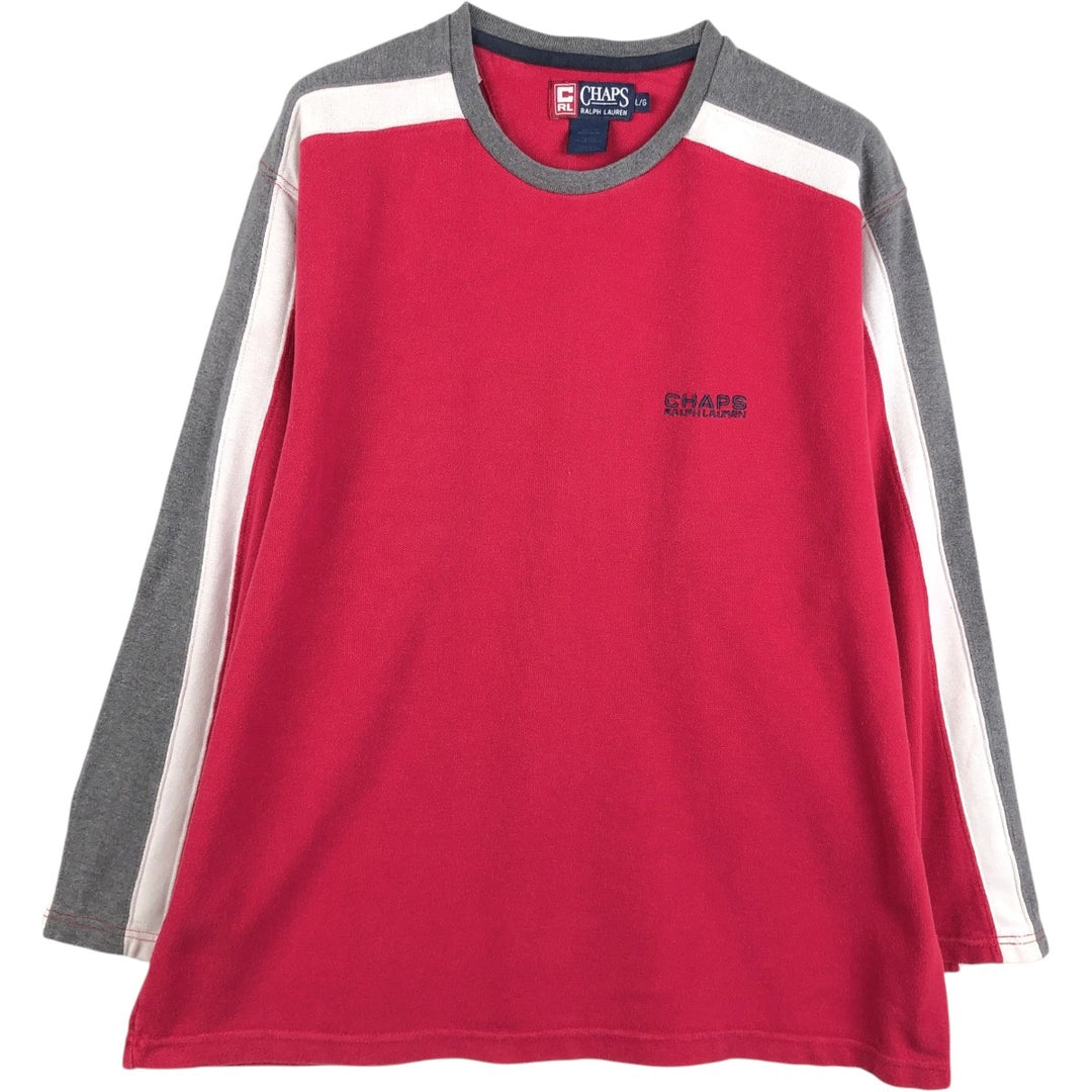 Ralph Lauren CHAPS Long-Sleeve T-Shirt (Men's Size L) cotton red type Vintage Second Hand
