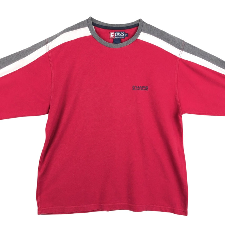 Ralph Lauren CHAPS Long-Sleeve T-Shirt (Men's Size L) cotton red type Vintage Second Hand