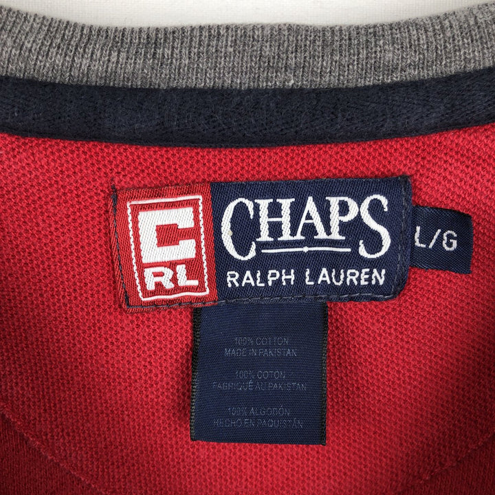 Ralph Lauren CHAPS Long-Sleeve T-Shirt (Men's Size L) cotton red type Vintage Second Hand