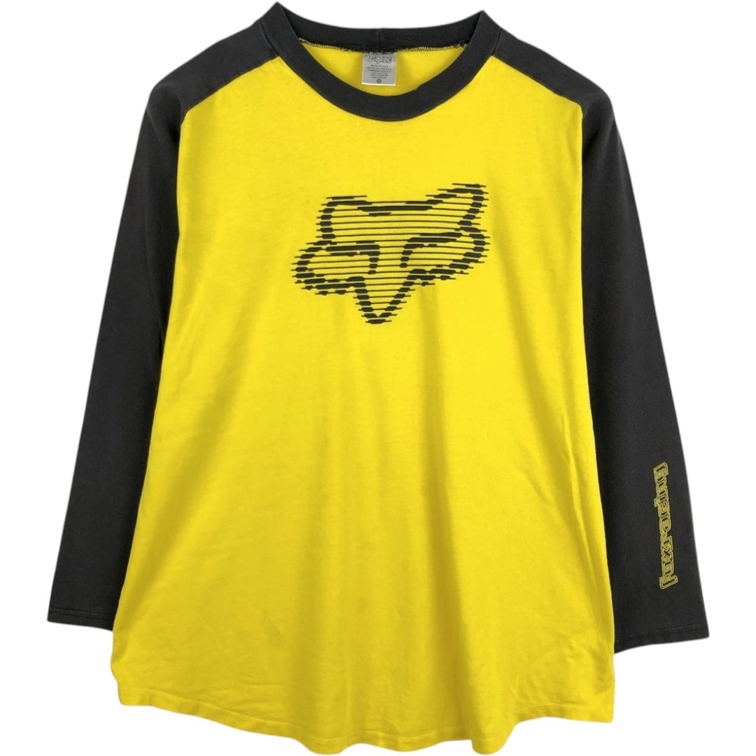 Fox Racing Long-Sleeve T-Shirt, Made in USA, Men's XXL equivalent. cotton yellow type Vintage Second Hand