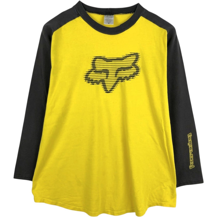 Fox Racing Long-Sleeve T-Shirt, Made in USA, Men's XXL equivalent. cotton yellow type Vintage Second Hand