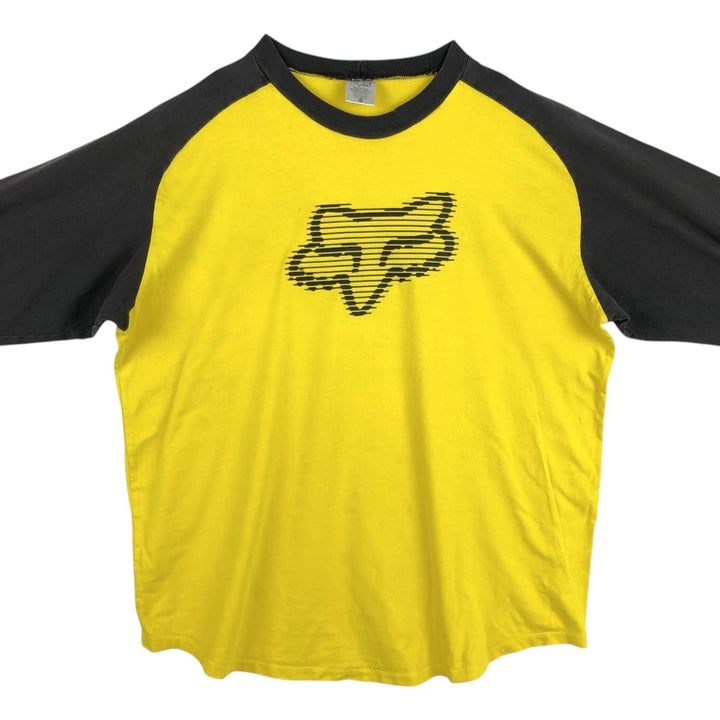 Fox Racing Long-Sleeve T-Shirt, Made in USA, Men's XXL equivalent. cotton yellow type Vintage Second Hand