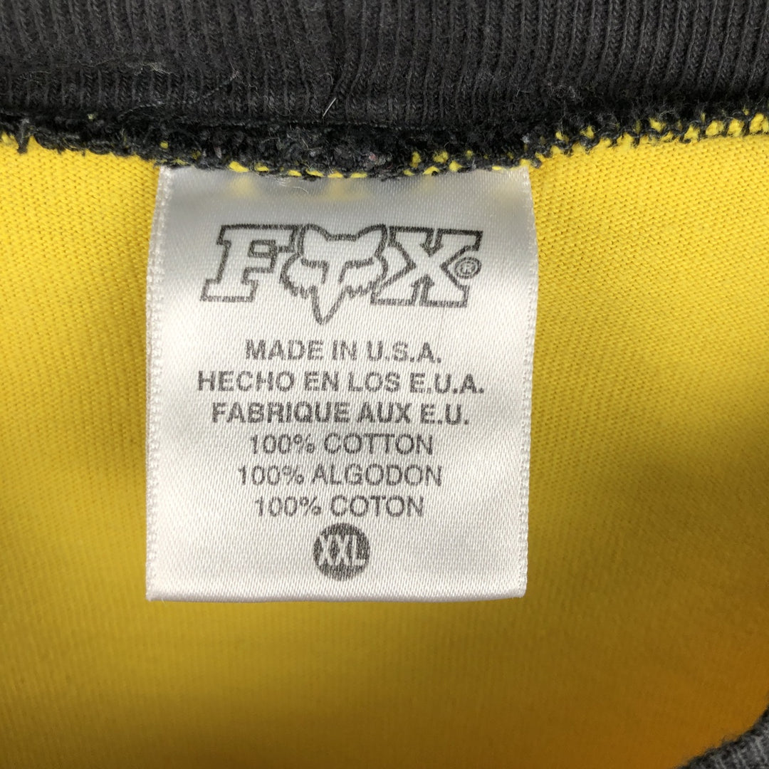 Fox Racing Long-Sleeve T-Shirt, Made in USA, Men's XXL equivalent. cotton yellow type Vintage Second Hand