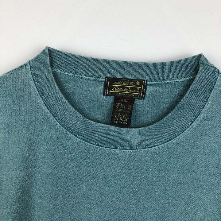 80s-90'S Eddie Bauer Black Tag Plain Pocket Long-Sleeve T-Shirt, Made in USA, Men's XL Equivalent, Vintage cotton Khaki type sage green Vintage Second Hand