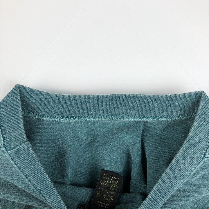 80s-90'S Eddie Bauer Black Tag Plain Pocket Long-Sleeve T-Shirt, Made in USA, Men's XL Equivalent, Vintage cotton Khaki type sage green Vintage Second Hand