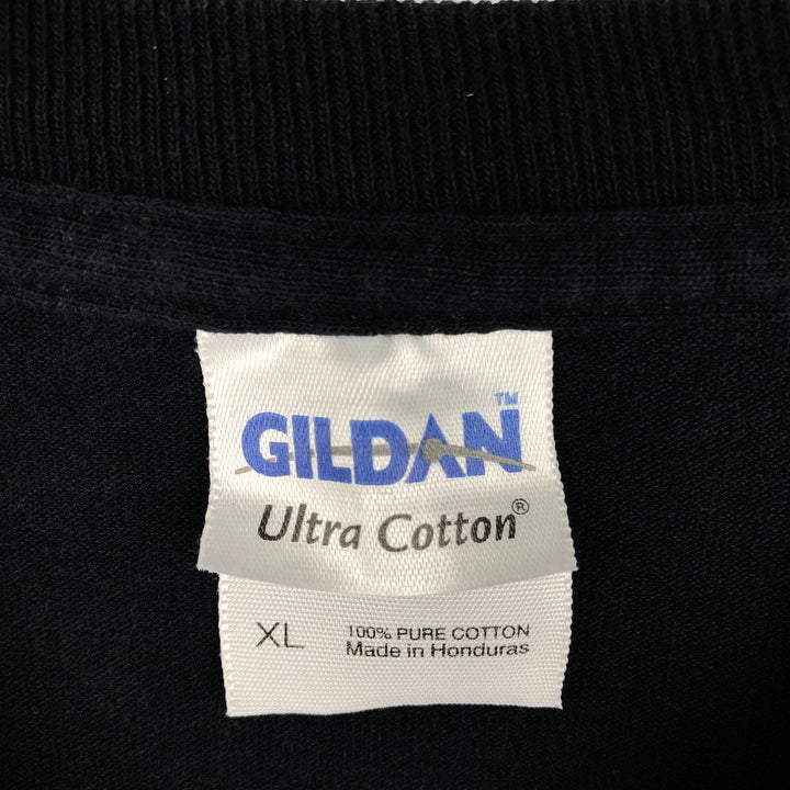 2000'S Gildan Fire Pattern Parody Long-Sleeve T-Shirt (Men's XL equivalent) cotton black type Vintage Second Hand
