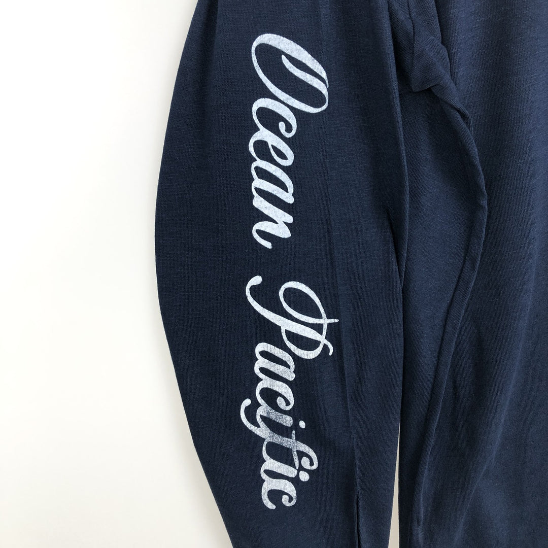 Ocean Pacific Long-Sleeve T-Shirt, Made in USA, Men's Size L (equivalent) cotton navy blue type Vintage Second Hand