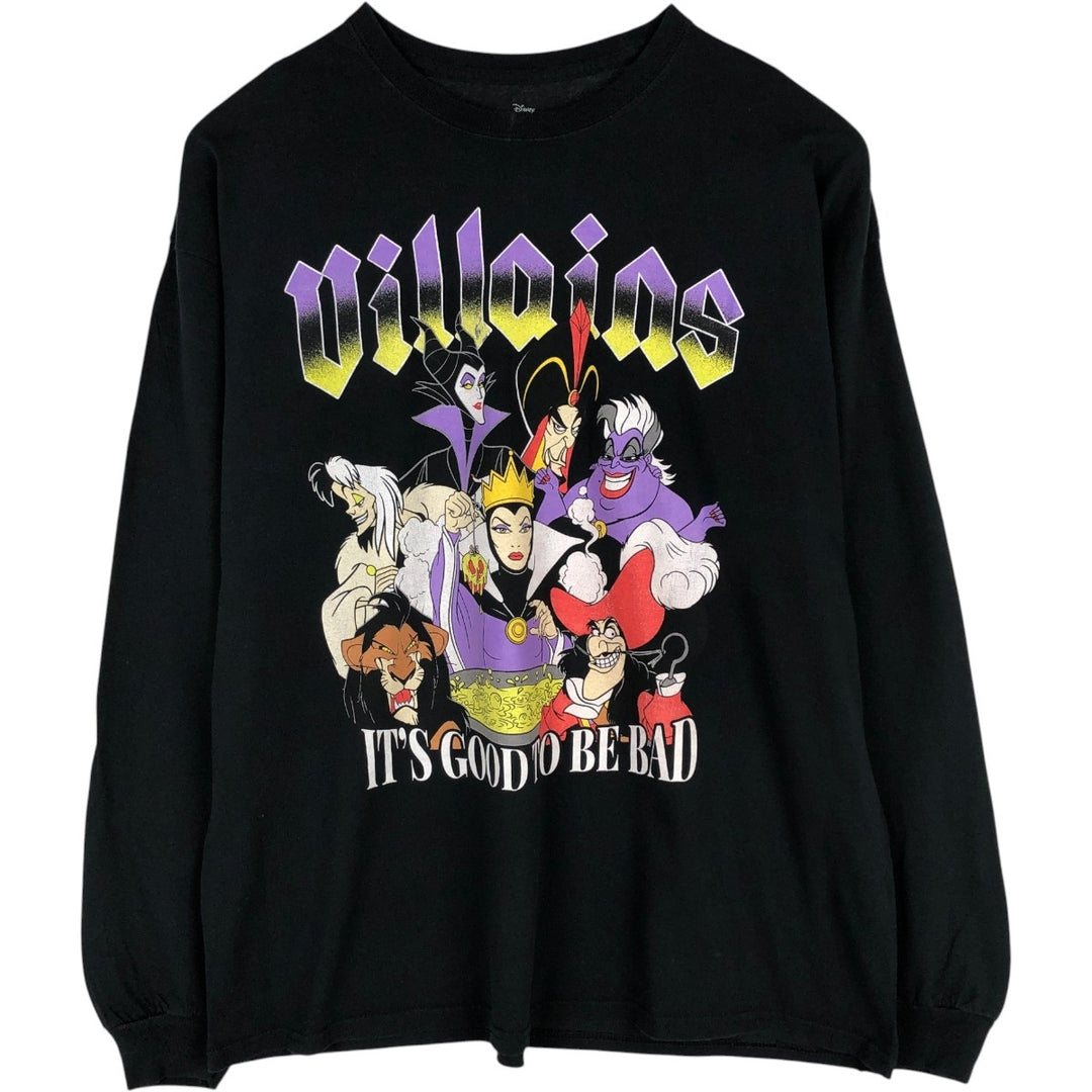 DISNEY Disney Character Print Long-Sleeve T-Shirt (Men's XL equivalent) cotton black type Vintage Second Hand