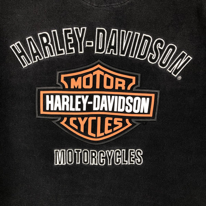 Harley-Davidson Motorcycle V-Neck Long-Sleeve T-Shirt (Men's Size M) cotton orange type Vintage Second Hand