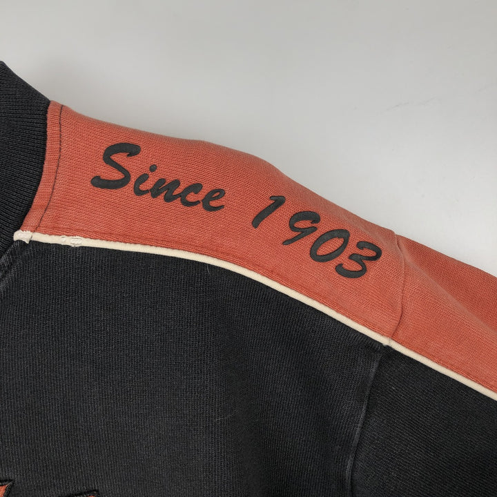 Harley-Davidson Motorcycle V-Neck Long-Sleeve T-Shirt (Men's Size M) cotton orange type Vintage Second Hand